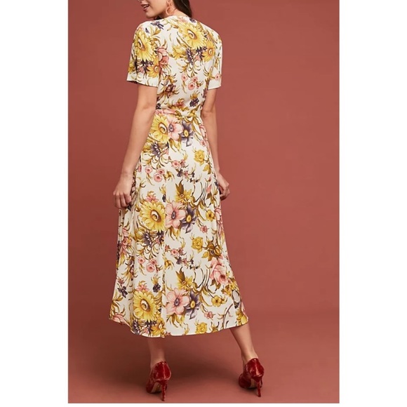 Anthropologie tiny wrap sunflower dress - Picture 2 of 11